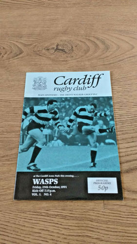 Cardiff v Wasps Oct 1991 Rugby Programme