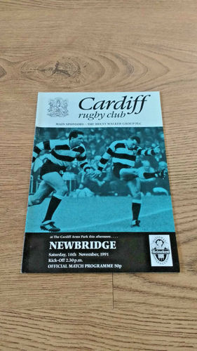 Cardiff v Newbridge Nov 1991 Rugby Programme