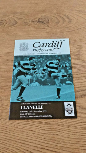 Cardiff v Llanelli Dec 1991 Rugby Programme