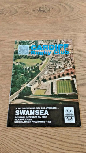 Cardiff v Swansea Dec 1992 Rugby Programme