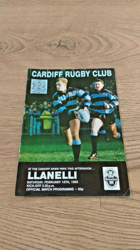 Cardiff v Llanelli Feb 1993 Rugby Programme