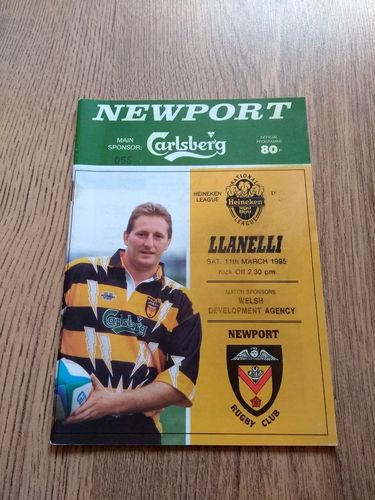 Newport v Llanelli Mar 1995 Rugby Programme