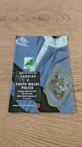 Cardiff v South Wales Police 1997 Swalec Cup Quarter-Final Rugby Programme
