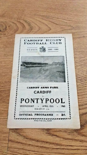 Cardiff v Pontypool Apr 1963 Rugby Programme