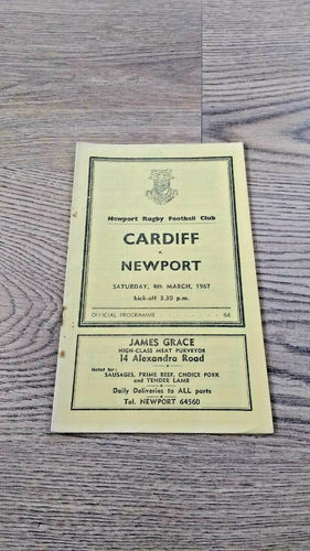 Newport v Cardiff Mar 1967 Rugby Programme
