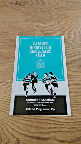 Cardiff v Llanelli Nov 1976 Rugby Programme