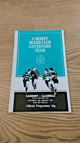 Cardiff v Llanelli Jan 1977 WRU Challenge Cup Rugby Programme