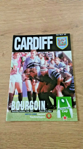 Cardiff v Bourgoin Oct 1997 Rugby Programme
