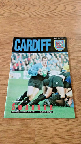 Cardiff v Swansea Nov 1997 Rugby Programme