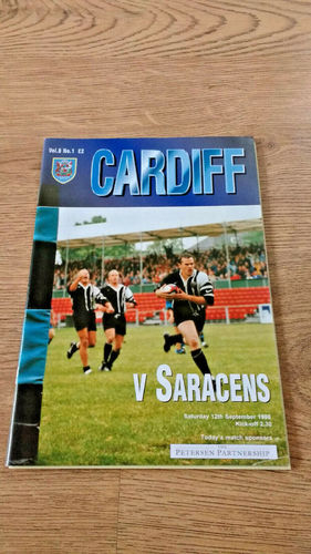 Cardiff v Saracens Sept 1998 Rugby Programme