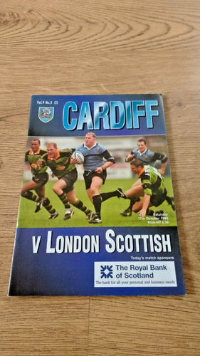 Cardiff v London Scottish Oct 1998 Rugby Programme