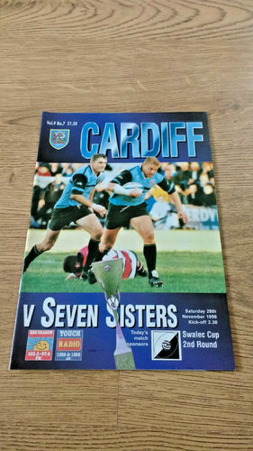 Cardiff v Seven Sisters Nov 1998 Rugby Programme