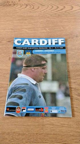 Cardiff v Swansea Mar 2001 Rugby Programme