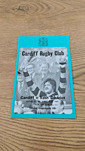 Cardiff v East District Sept 1981 Rugby Programme