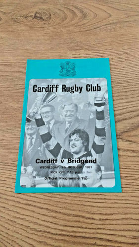 Cardiff v Bridgend Oct 1981 Rugby Programme