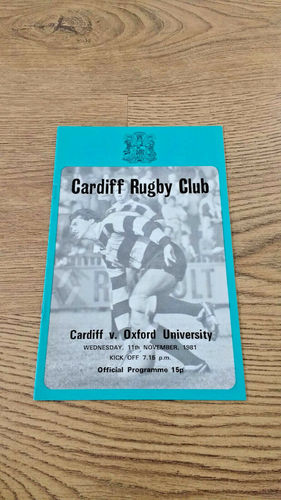 Cardiff v Oxford University Nov 1981 Rugby Programme