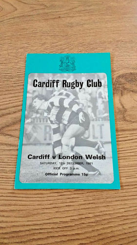 Cardiff v London Welsh Dec 1981 Rugby Programme