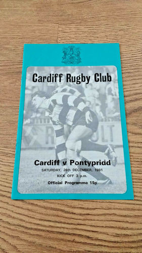 Cardiff v Pontypridd Dec 1981 Rugby Programme