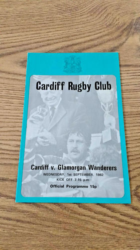 Cardiff v Glamorgan Wanderers Sept 1982 Rugby Programme