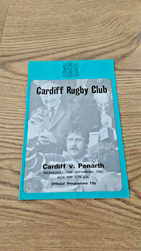 Cardiff v Penarth Sept 1982 Rugby Programme