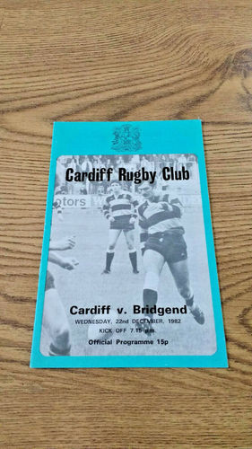 Cardiff v Bridgend Dec 1982 Rugby Programme