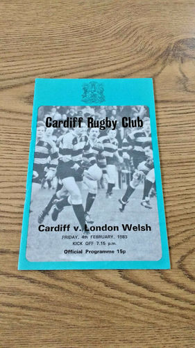 Cardiff v London Welsh Feb 1983 Rugby Programme