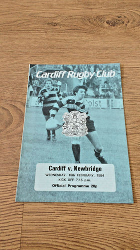 Cardiff v Newbridge Feb 1984 Rugby Programme