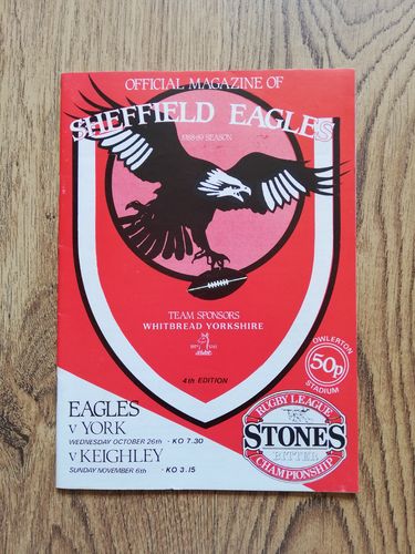 Sheffield Eagles v York / Keighley Oct / Nov 1988 RL Programme