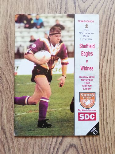 Sheffield Eagles v Widnes Nov 1992 Rugby League Programme