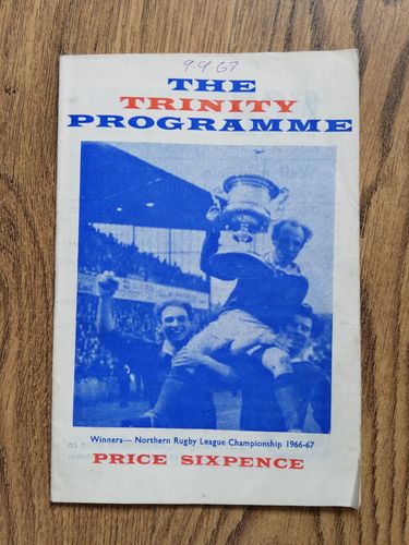 Wakefield v Hull KR Sept 1967 Rugby League Programme