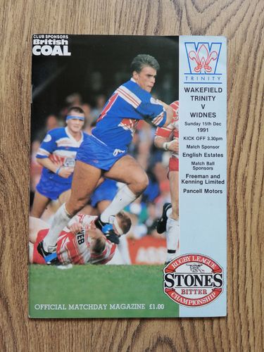 Wakefield v Widnes Dec 1991 Rugby League Programme