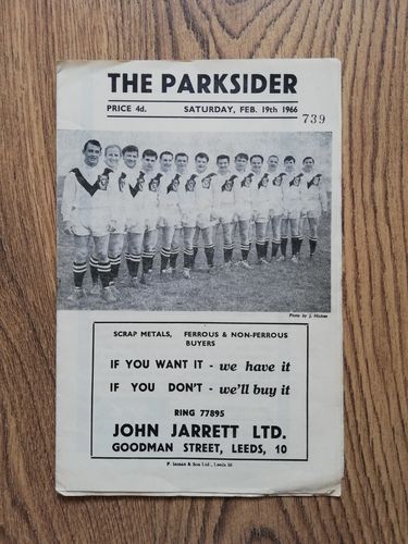 Hunslet v Bradford Feb 1966 Rugby League Programme