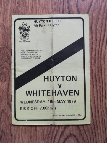 Huyton v Whitehaven May 1979 Rugby League Programme