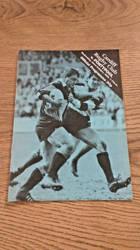 Cardiff v Pontypool Oct 1986 Rugby Programme