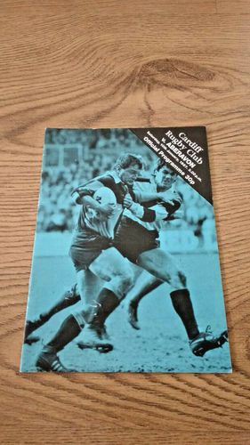 Cardiff v Aberavon Jan 1987 Rugby Programme