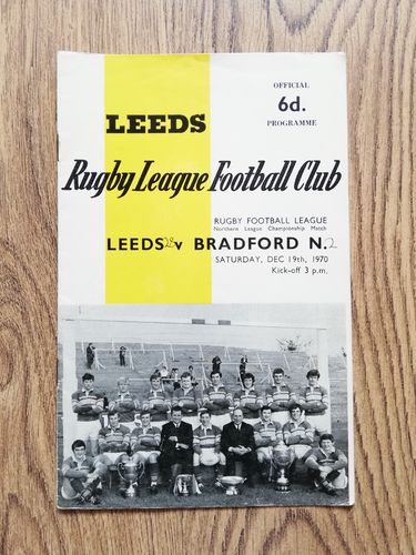 Leeds v Bradford Northern Dec 1970 RL Programme
