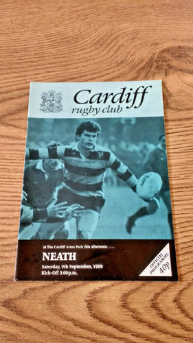 Cardiff v Neath Sept 1989 Rugby Programme