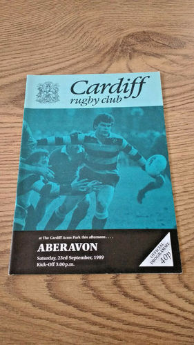 Cardiff v Aberavon Sept 1989 Rugby Programme