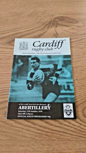 Cardiff v Abertillery Oct 1990 Rugby Programme