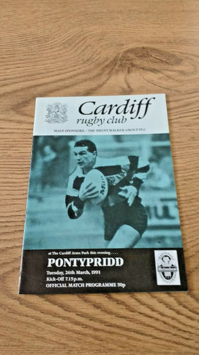 Cardiff v Pontypridd Mar 1991 Rugby Programme