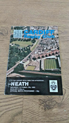 Cardiff v Neath Oct 1992 Rugby Programme