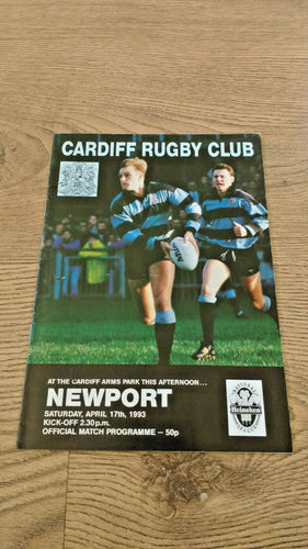 Cardiff v Newport Apr 1993 Rugby Programme