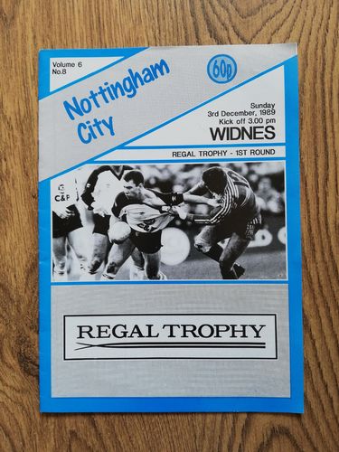 Nottingham City v Widnes Dec 1989 Regal Trophy Rugby League Programme