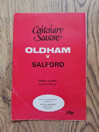Oldham v Salford Apr 1977 Rugby League Programme