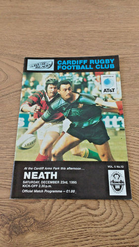 Cardiff v Neath Dec 1995 Rugby Programme