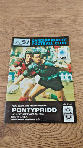 Cardiff v Pontypridd Sept 1995 Rugby Programme