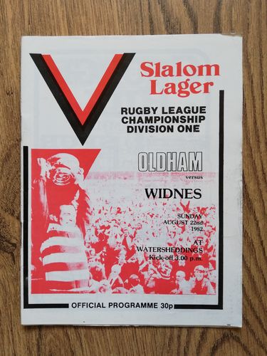 Oldham v Widnes Aug 1982 Rugby League Programme