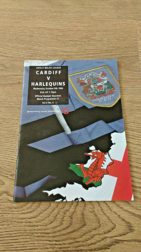 Cardiff v Harlequins Oct 1996 Rugby Programme
