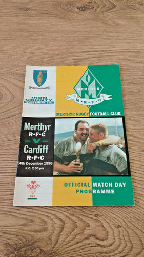 Merthyr v Cardiff Dec 1996 Rugby Programme