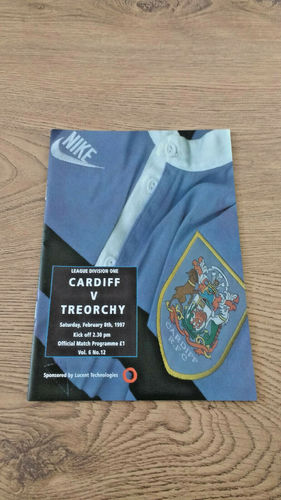 Cardiff v Treorchy Feb 1997 Rugby Programme